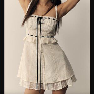 For Love & Lemons NWT Sora Eyelet Mini Dress in White Size L